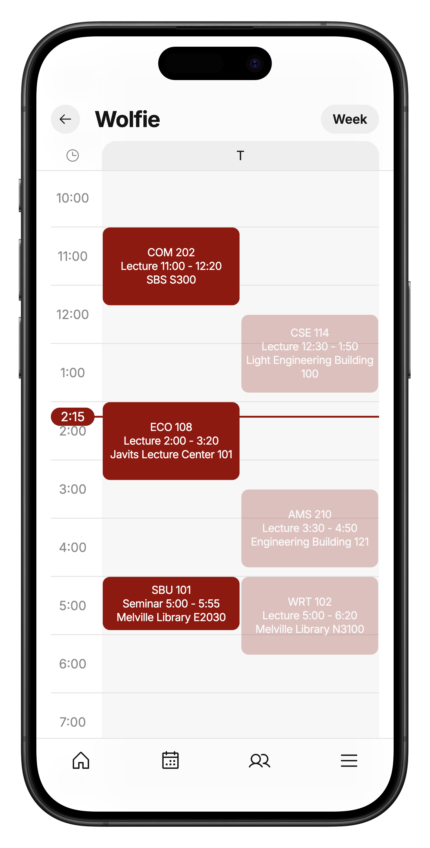 Freetime side by side view of two schedules